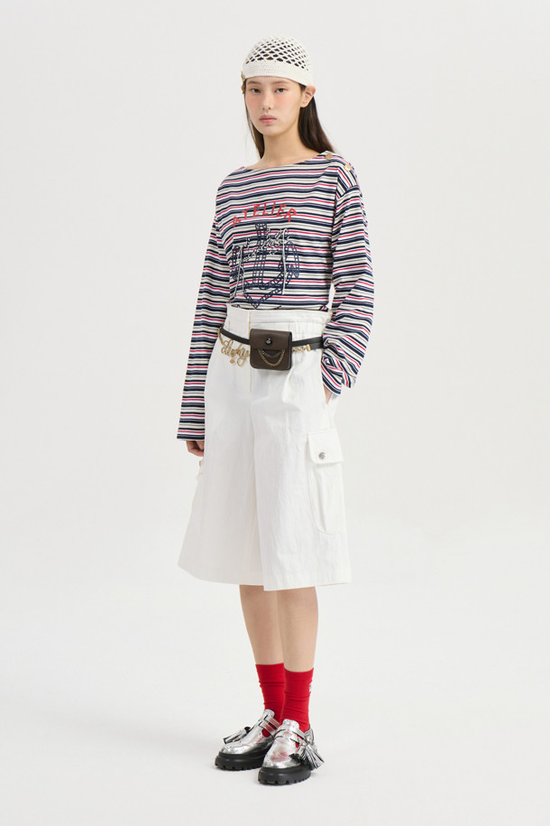 LUCKY CHOUETTE - 긴소매 티셔츠 - [Atelier] Anchor Point Stripe Long Sleeve T-shirt (navy)