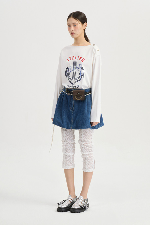 LUCKY CHOUETTE - 긴소매 티셔츠 - [Atelier] Anchor Point Stripe Long Sleeve T-shirt (white)