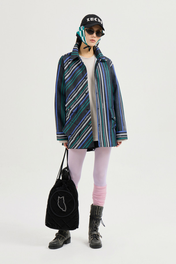 LUCKY CHOUETTE - 점퍼 - Striped Printed Shirt-type Jumper (multi color)