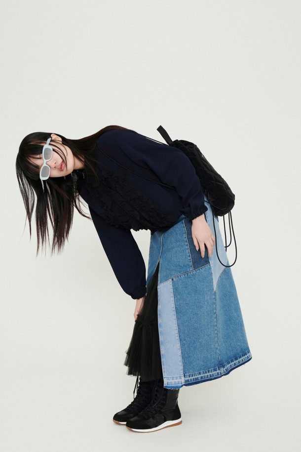 LUCKY CHOUETTE - 점퍼 - Frill Point Jumper (dark navy)