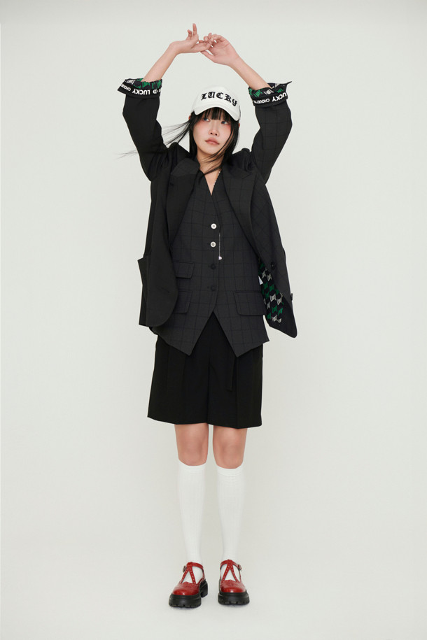 LUCKY CHOUETTE - 베스트 - Solid MIX Check Vest (dark grey)