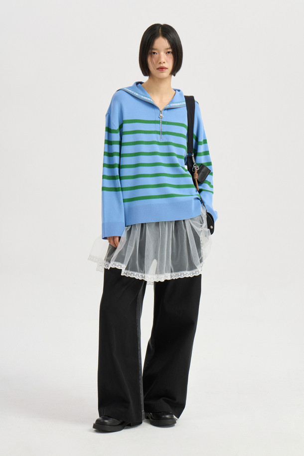 LUCKY CHOUETTE - 스웨터 - Sailor Zip up Pullover (blue)