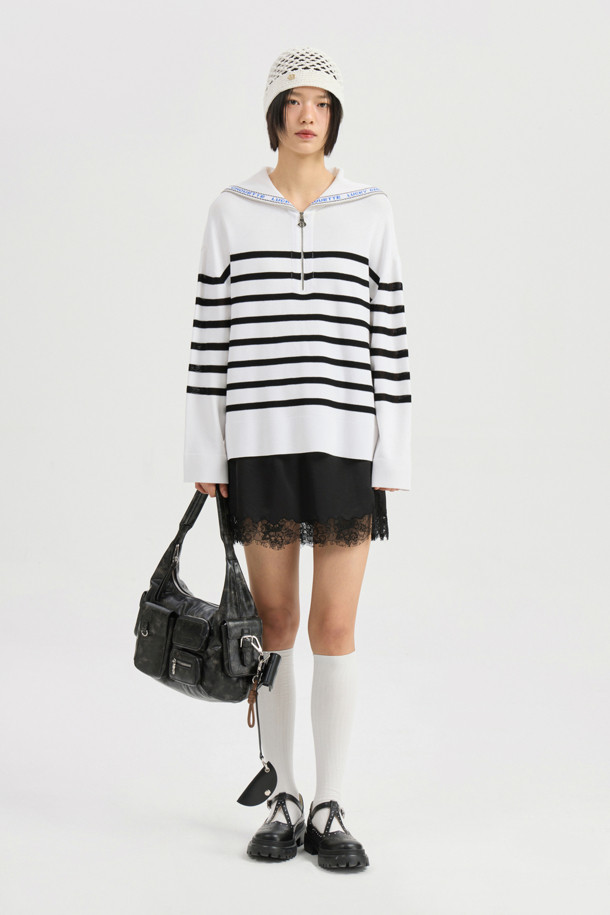 LUCKY CHOUETTE - 스웨터 - Sailor Zip up Pullover (ivory)