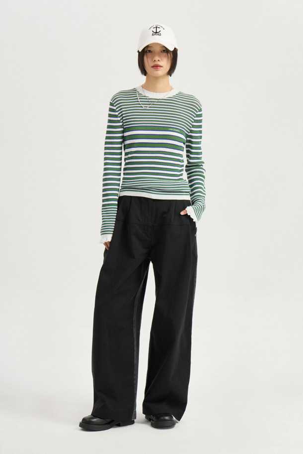 LUCKY CHOUETTE - 스웨터 - Stripe Slim Fit Pullover (green)