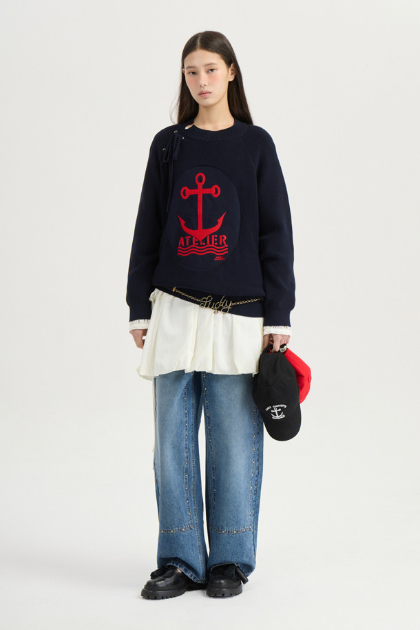 LUCKY CHOUETTE - 스웨터 - [Atelier] Big Anchor Point Pullover (dark navy)