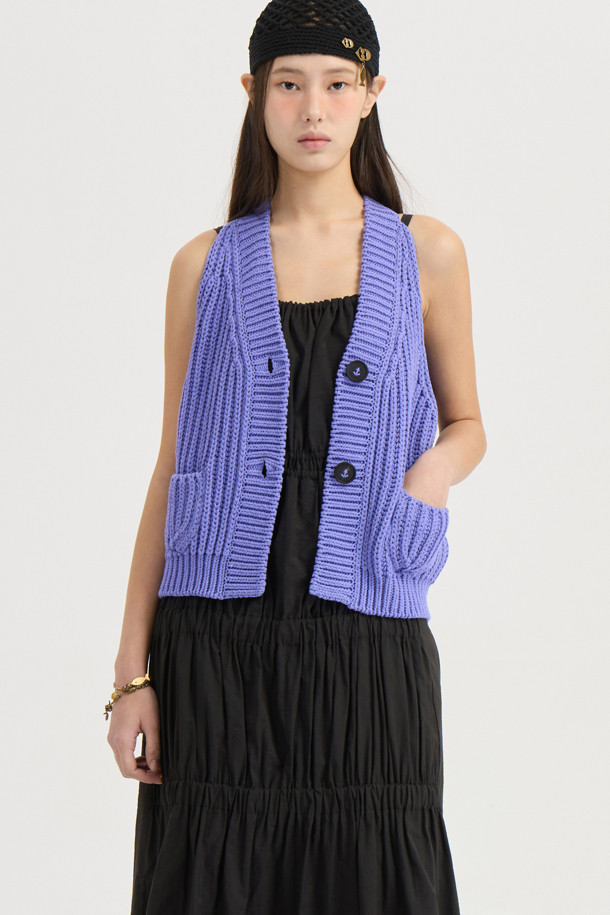 LUCKY CHOUETTE - 베스트 - [Atelier] 5GG Knit Vest (violet)