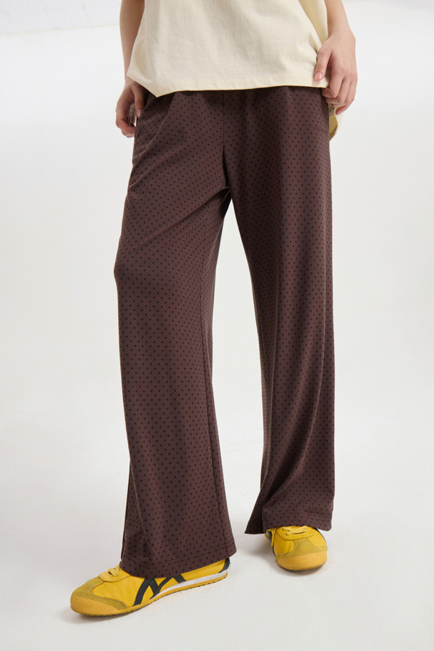 LUCKY CHOUETTE - 롱/미디팬츠 - Chouetties by LUCKY CHOUETTE_Pattern Jersey Long Pants (brown)