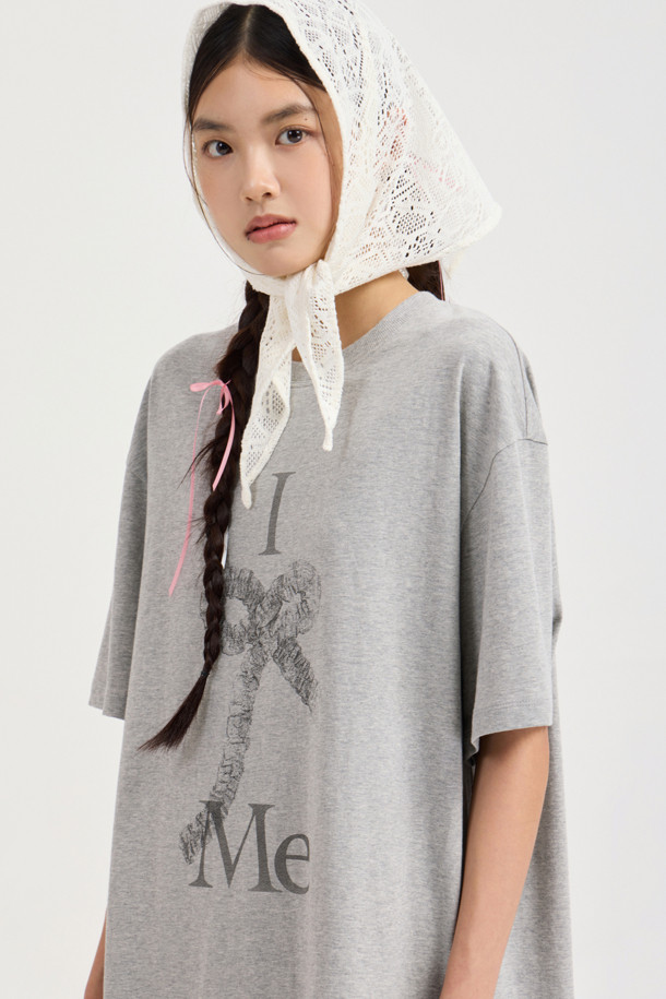 LUCKY CHOUETTE - 반소매 티셔츠 - Chouetties by LUCKY CHOUETTE_Graphic Semi Over Fit Half Sleeve T-shirt (melange grey)