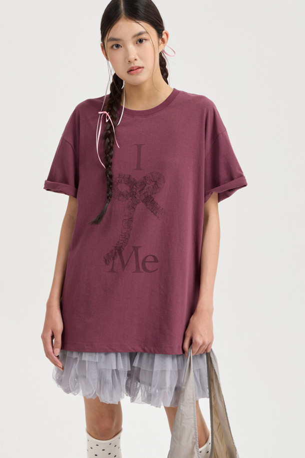 LUCKY CHOUETTE - 반소매 티셔츠 - [Re-Order] Chouetties by LUCKY CHOUETTE_Graphic Semi Over Fit Half Sleeve T-shirt (purple)