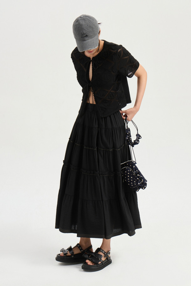 【BAON】Pobin string shirring banding long skirt BAON】Pobin string shirring banding long skirt (BAON