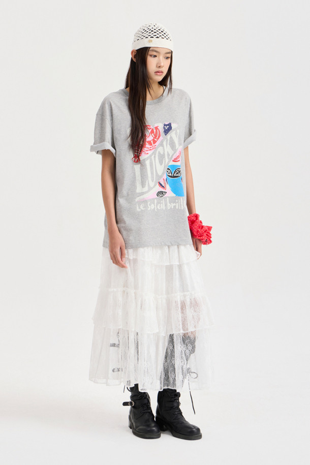 Lace Frill Banding Long Skirt (white)_LUCKY CHOUETTE - 코오롱몰