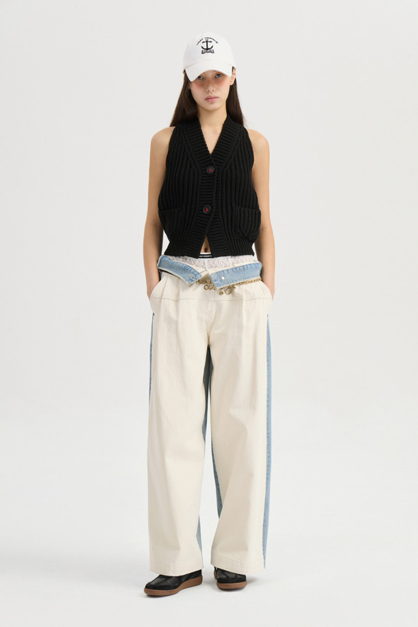 LUCKY CHOUETTE - 롱/미디팬츠 - [Atelier] Front Cotton Wide Denim Pants (multi color)