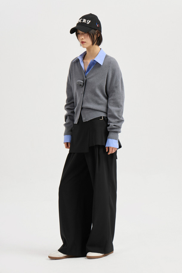 LUCKY CHOUETTE - 롱/미디팬츠 - Detachable Wrap Detail Pants (black)