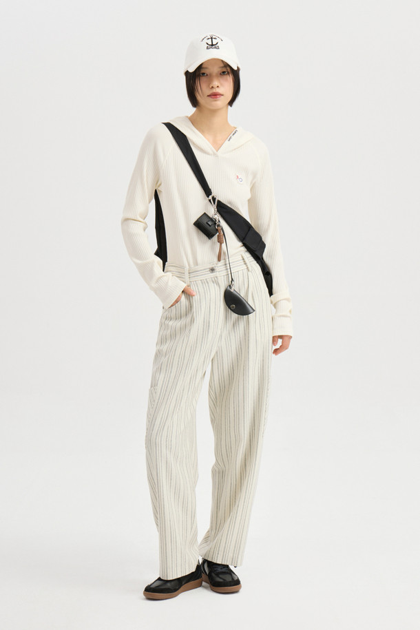 LUCKY CHOUETTE - 롱/미디팬츠 - Pocket Point Stripe Pants (ivory)