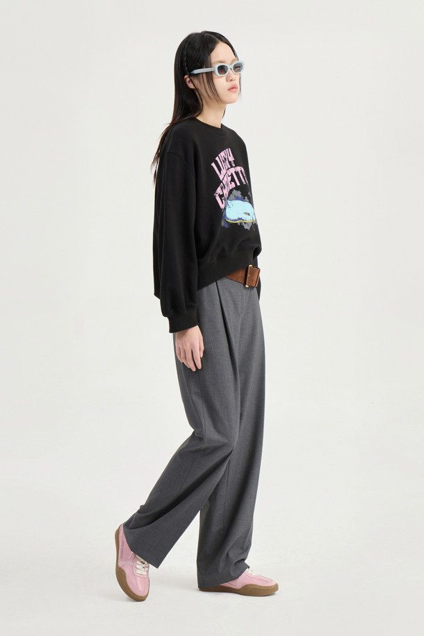 LUCKY CHOUETTE - 롱/미디팬츠 - Sideband Pintuck Wide Pants (grey)