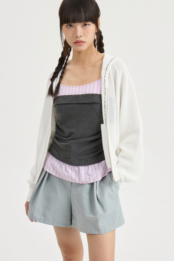LUCKY CHOUETTE - 쇼트팬츠 - Tuck Point Back Banding Shorts (mint)