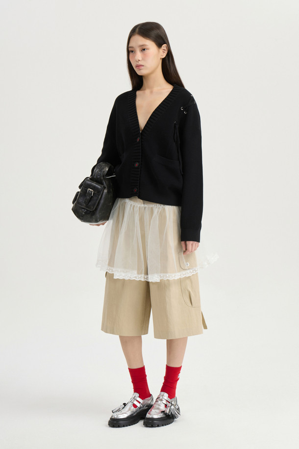 LUCKY CHOUETTE - 쇼트팬츠 - [Atelier] Pocket Point Back Banding Midi Shorts (beige)