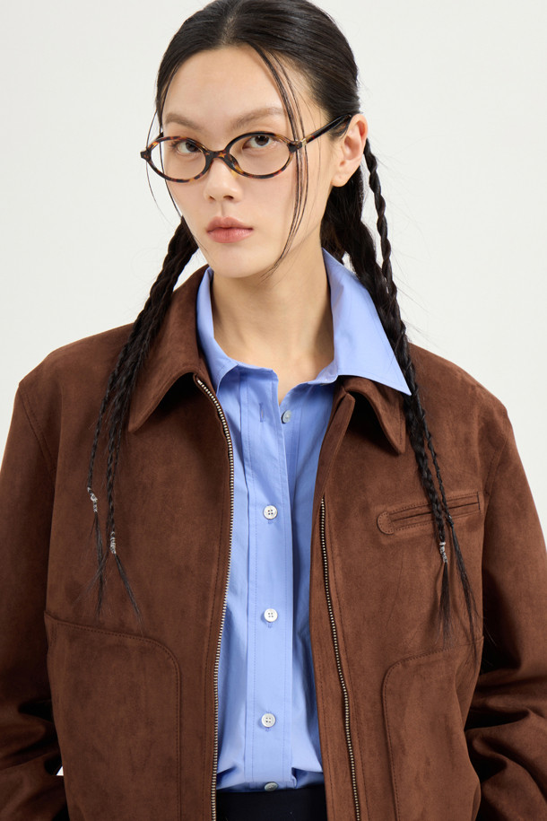 LUCKY CHOUETTE - 블라우스 - Embroidery Point Cotton Shirt Blouse (blue)