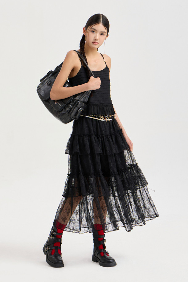 LUCKY CHOUETTE - 블라우스 - Pleats Jersey Top Blouse (black)