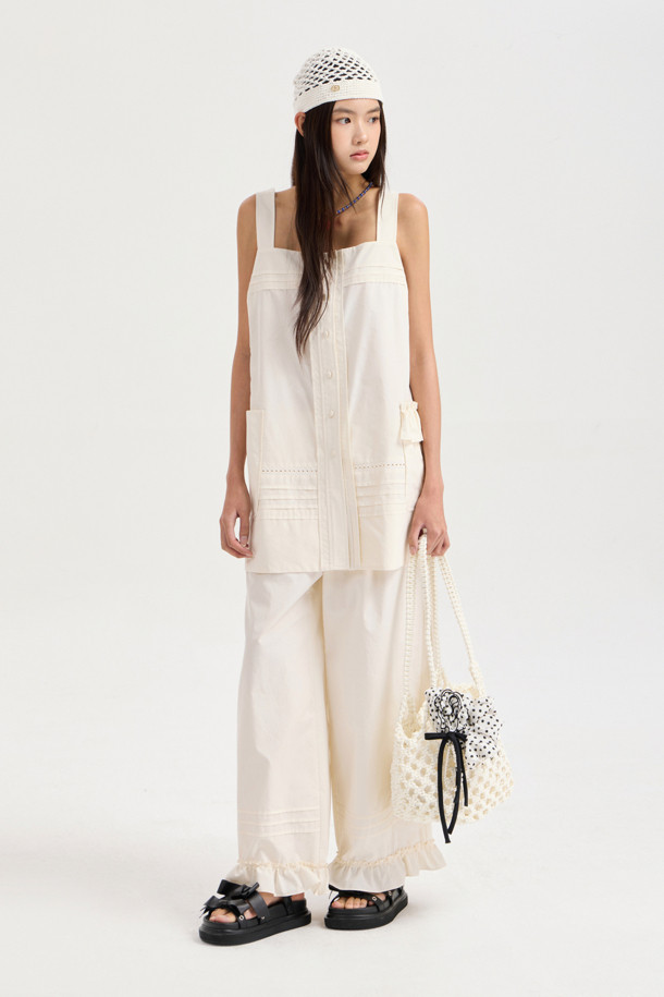 LUCKY CHOUETTE - 블라우스 - Sleeveless Pin Tuck Blouse (ivory)