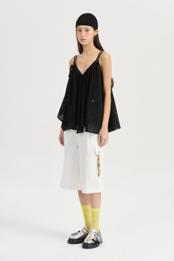 LUCKY CHOUETTE - 블라우스 - [Atelier] Eyelet Lace Top (black)