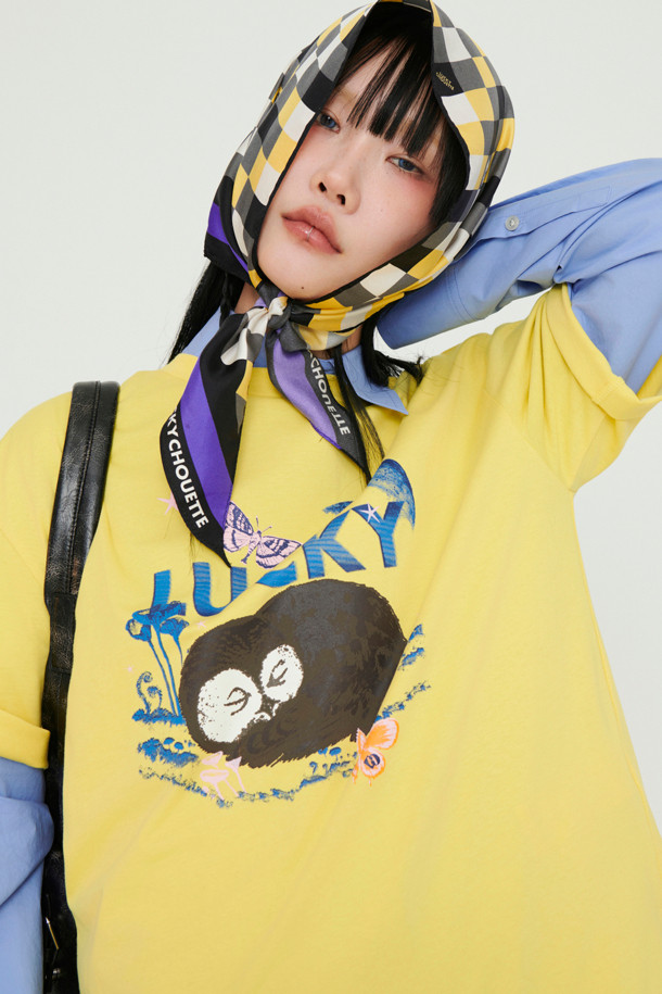 LUCKY CHOUETTE - 반소매 티셔츠 - Chouette Point Half Sleeve T-shirt (yellow)