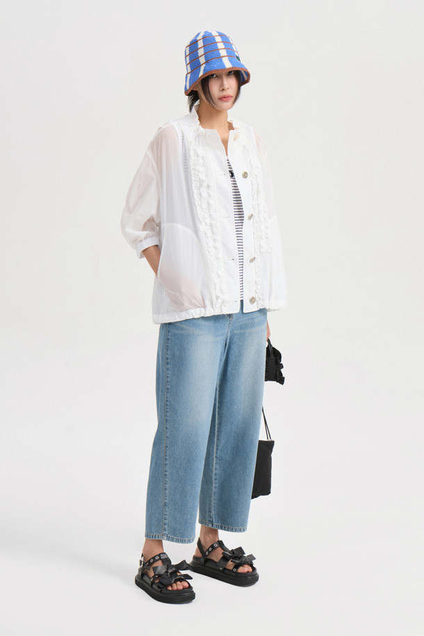 LUCKY CHOUETTE - 점퍼 - [Re-Order] Button Up Frill Jumper (white)