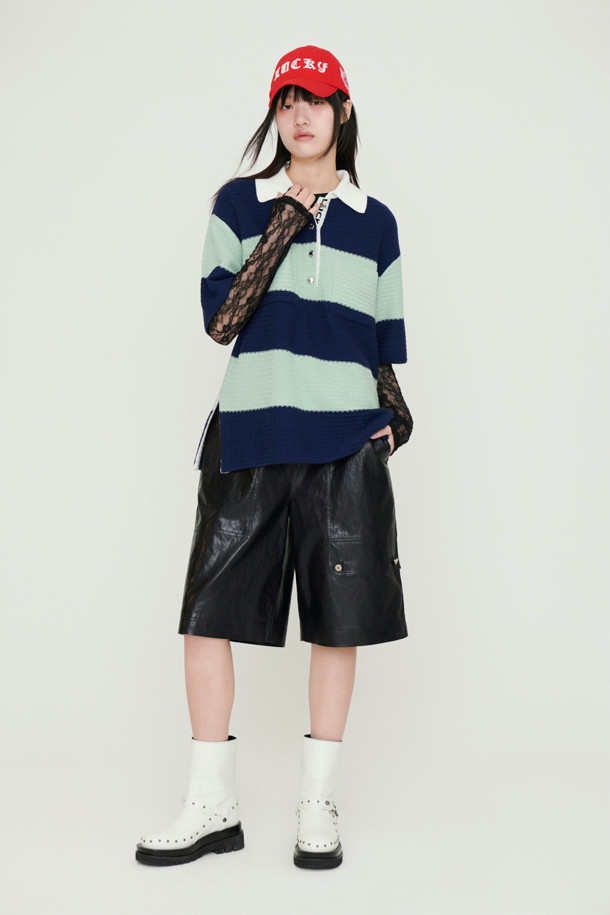 LUCKY CHOUETTE - 스웨터 - Stripe Terry Knit Pullover (navy)