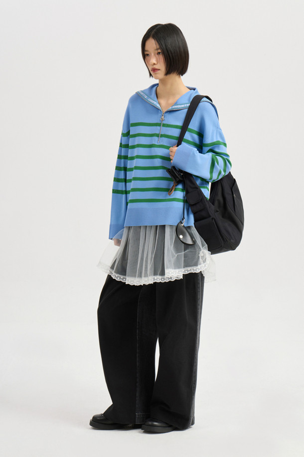 LUCKY CHOUETTE - 스웨터 - Sailor Zip up Pullover (blue)