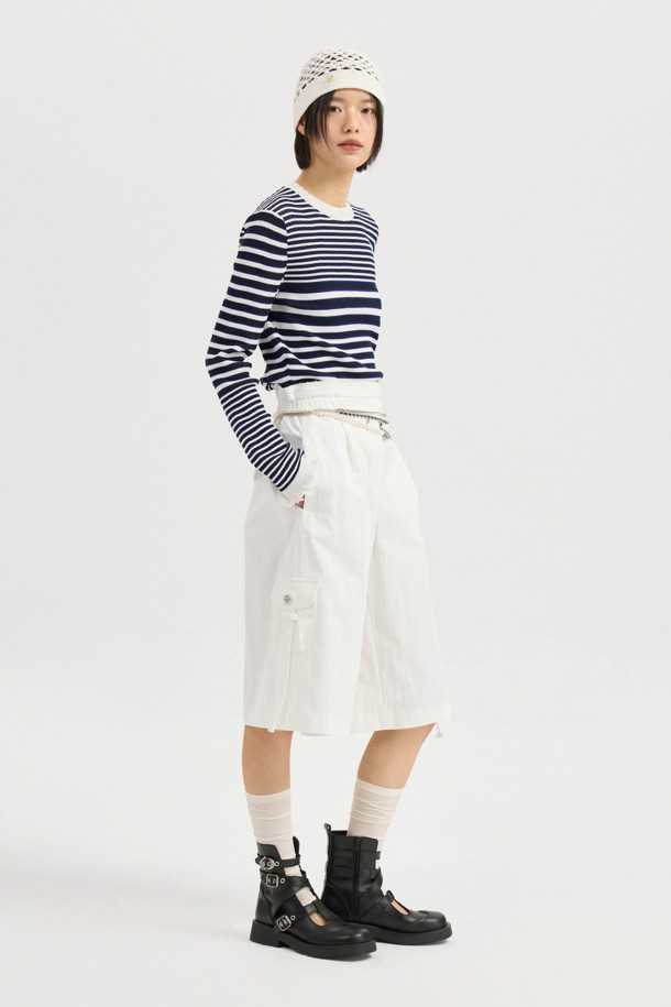 LUCKY CHOUETTE - 스웨터 - Stripe Slim Fit Pullover (dark navy)