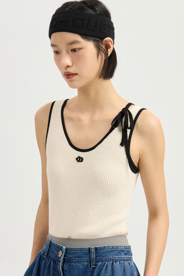 LUCKY CHOUETTE - 스웨터 - Color Line Sleeveless Pullover (white)