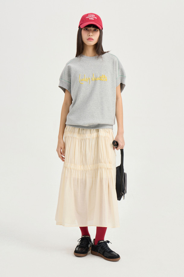 LUCKY CHOUETTE - 스웨터 - Letter Point Pullover (melange grey)