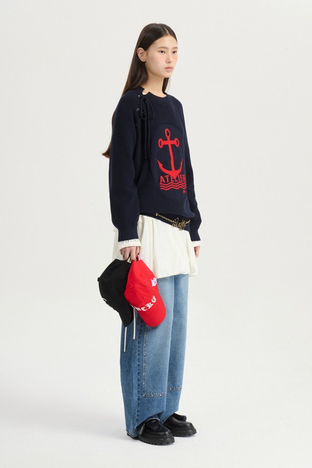 LUCKY CHOUETTE - 스웨터 - [Atelier] Big Anchor Point Pullover (dark navy)