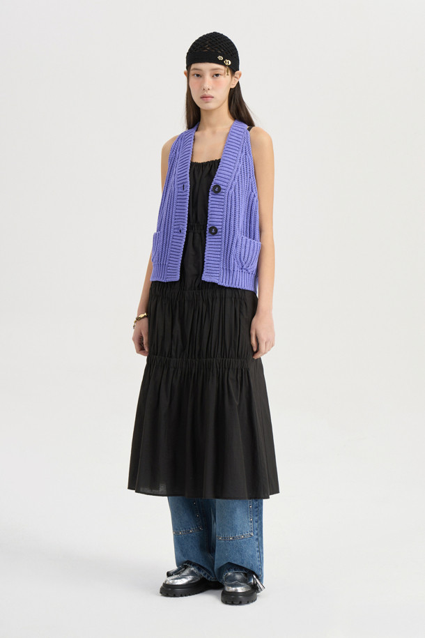 LUCKY CHOUETTE - 베스트 - [Atelier] 5GG Knit Vest (violet)