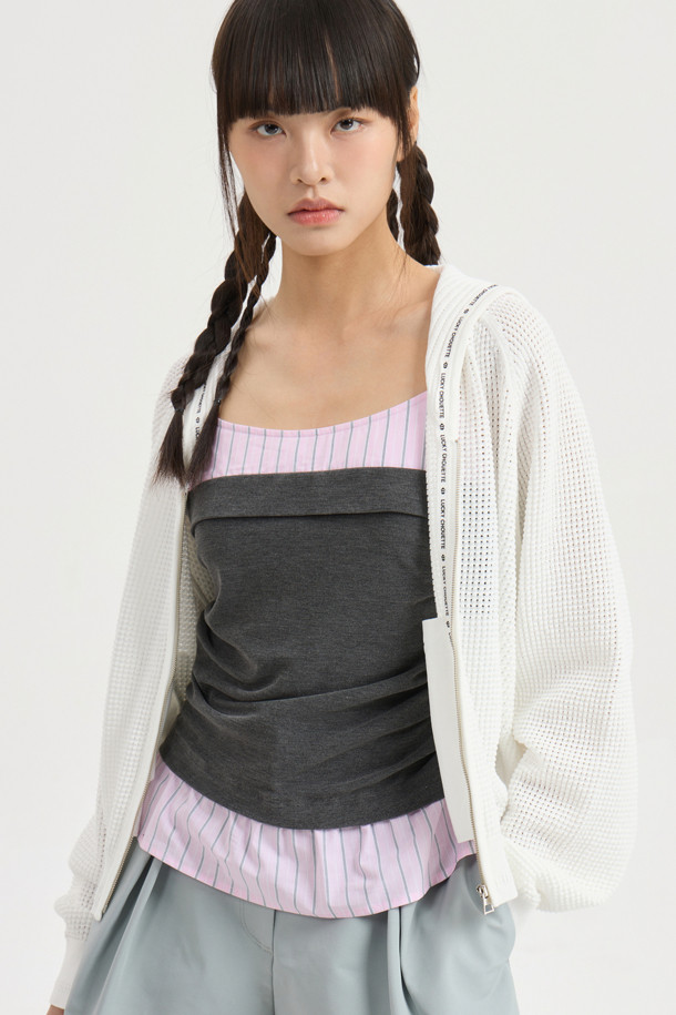 LUCKY CHOUETTE - 가디건 - Sailor Crochet Knit Cardigan (ivory)