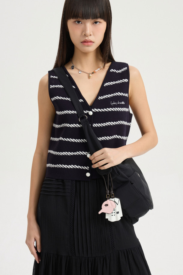 LUCKY CHOUETTE - 베스트 - Stripe Knit Vest (dark navy)