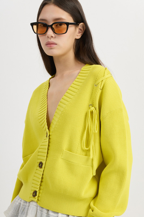 LUCKY CHOUETTE - 가디건 - [Atelier] Back Anchor Point Cardigan (yellow)