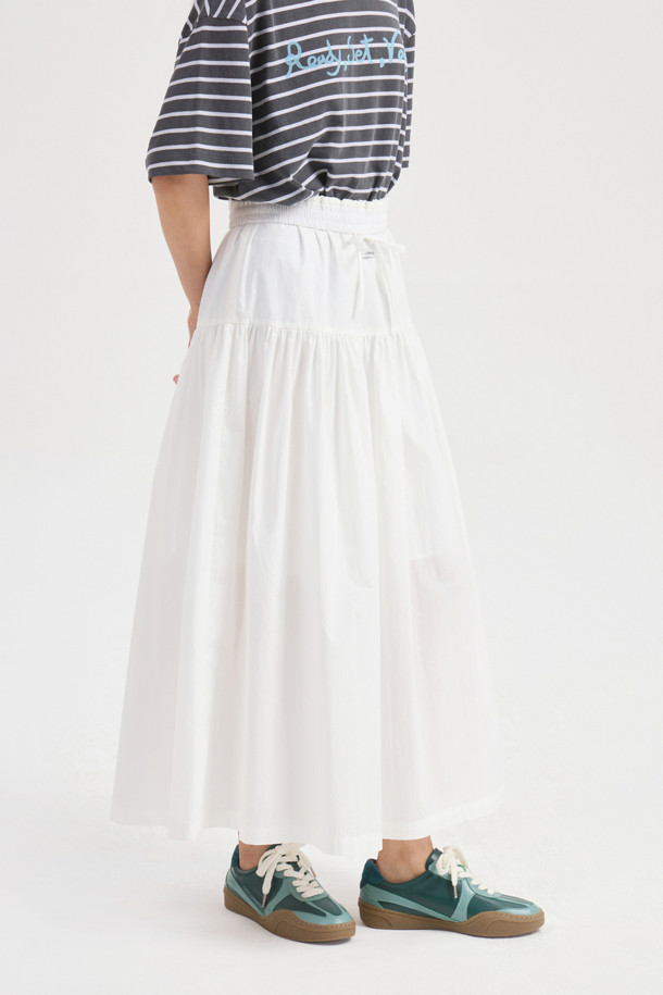LUCKY CHOUETTE - 롱스커트 - Chouetties by LUCKY CHOUETTE_Waist String Long Skirt (white)