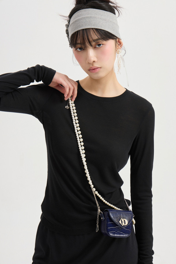 LUCKY CHOUETTE - 긴소매 티셔츠 - Chouetties by LUCKY CHOUETTE_Sheer Slim Fit Long Sleeve T-shirts (black)