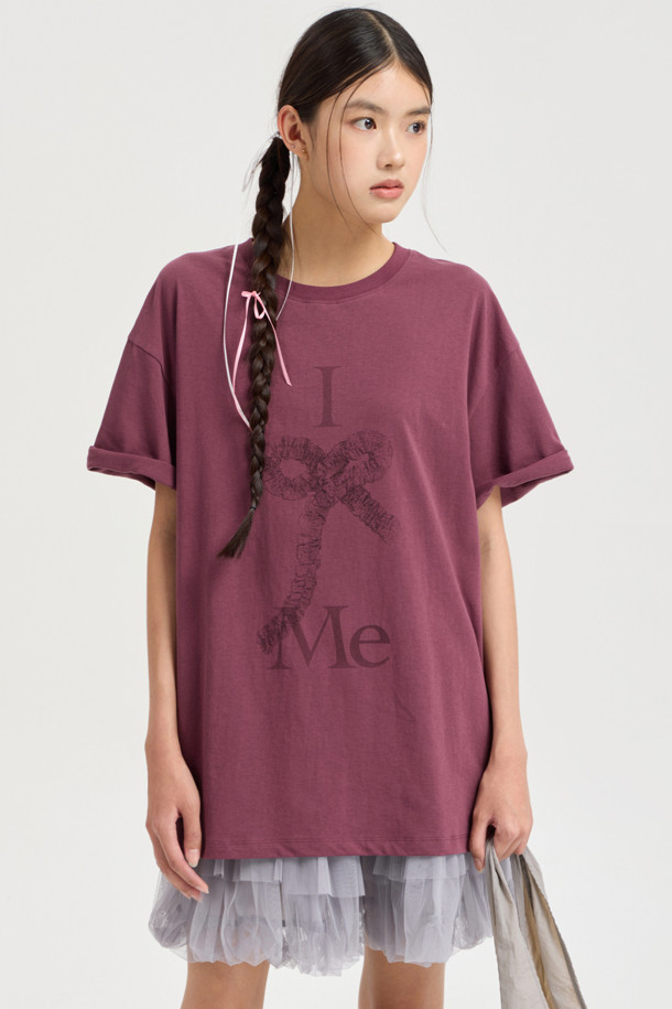 LUCKY CHOUETTE - 반소매 티셔츠 - [Re-Order] Chouetties by LUCKY CHOUETTE_Graphic Semi Over Fit Half Sleeve T-shirt (purple)
