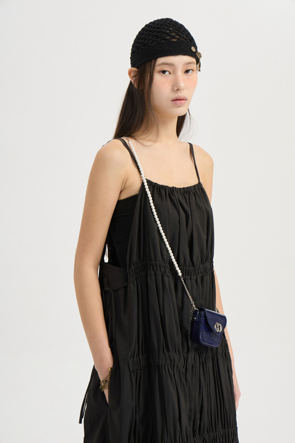 LUCKY CHOUETTE - 민소매 원피스 - [Atelier] Shirring Sleeveless Dress (black)