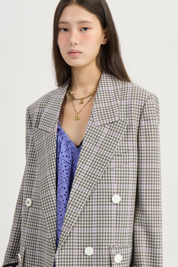 LUCKY CHOUETTE - 자켓 - [Atelier] Pocket Button Double Check Jacket  (beige)