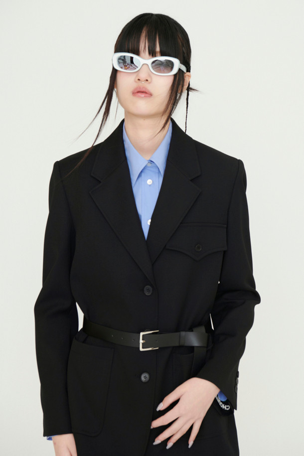 LUCKY CHOUETTE - 자켓 - Back Slit Option Belt Single Jacket (black)