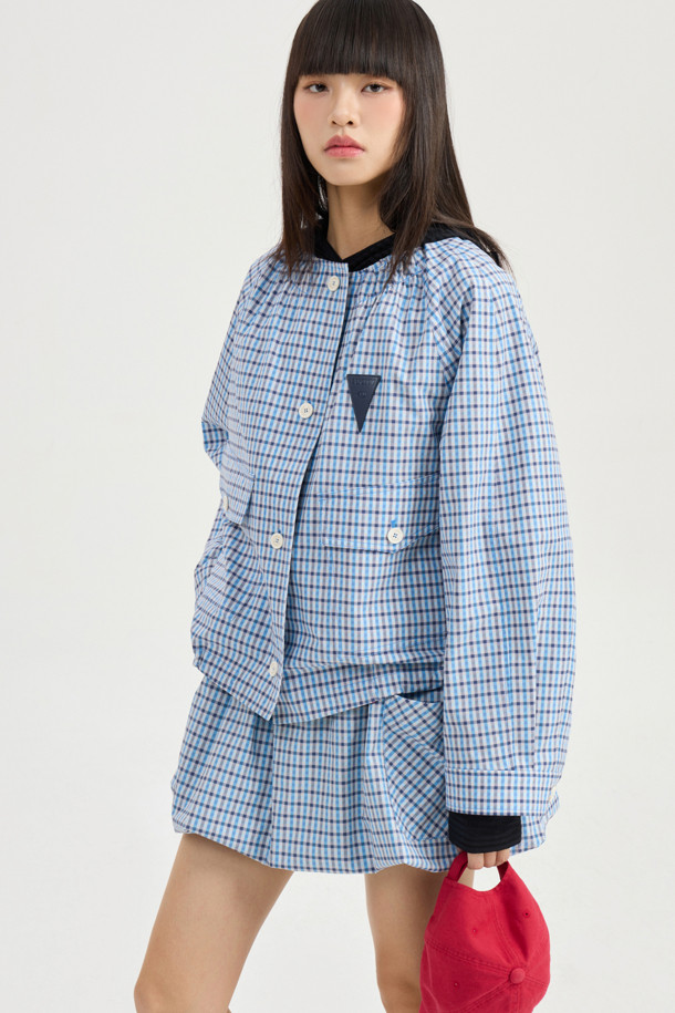 LUCKY CHOUETTE - 미니스커트 - Pocket Point Check Mini Skirt (blue)