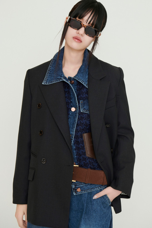 LUCKY CHOUETTE - 자켓 - Tweed MIX Denim Jacket (blue)