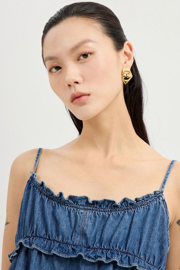 LUCKY CHOUETTE - 블라우스 - Frill Denim Top (blue)