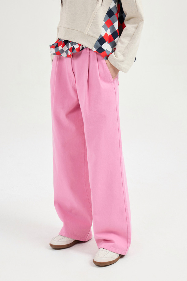 LUCKY CHOUETTE - 데님 - Two-tuck Dying Denim Pants (pink)