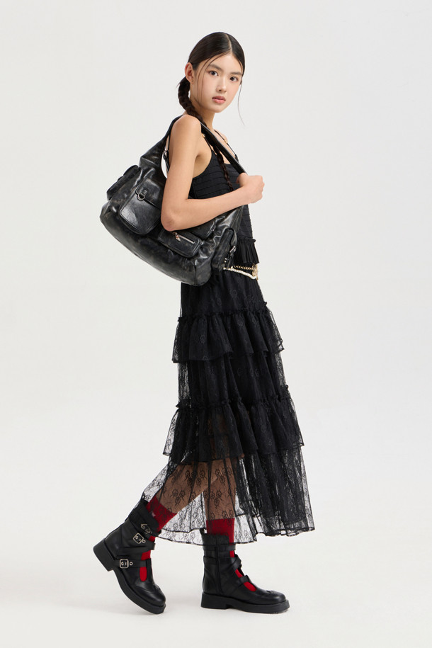 LUCKY CHOUETTE - 블라우스 - Pleats Jersey Top Blouse (black)