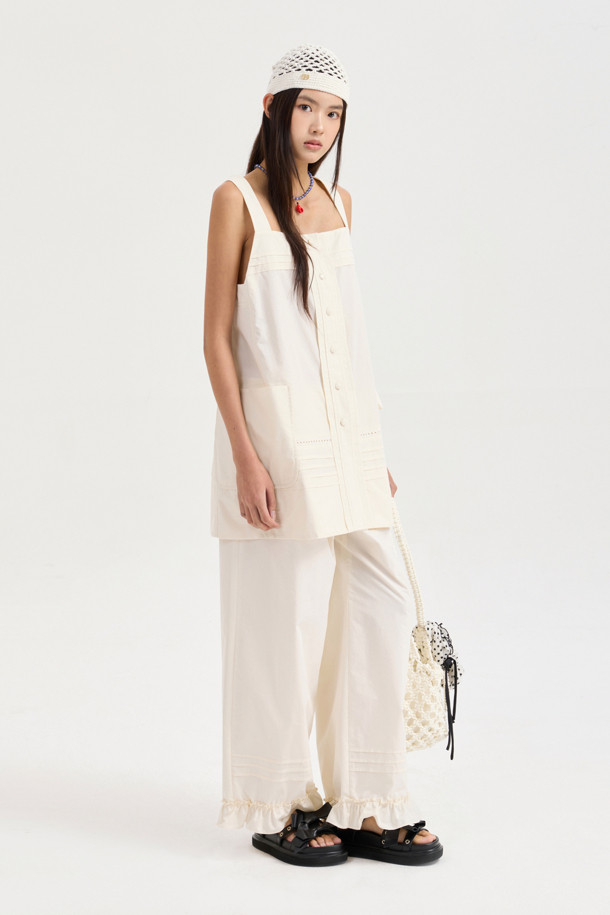 LUCKY CHOUETTE - 블라우스 - Sleeveless Pin Tuck Blouse (ivory)