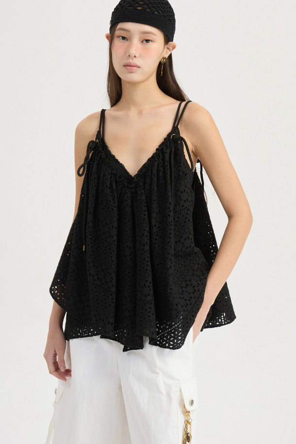 LUCKY CHOUETTE - 블라우스 - [Atelier] Eyelet Lace Top (black)